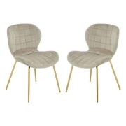 Warden Mink Velvet Dining Chairs With Gold Legs In A Pair