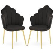 Tania Black Velvet Dining Chairs With Gold Legs In A Pair