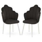 Tania Black Velvet Dining Chairs With Chrome Legs In A Pair