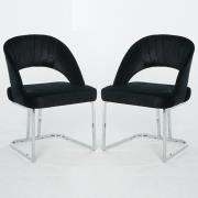 Isleworth Black Velvet Dining Chairs In Pair