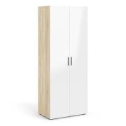 Perkin High Gloss Wardrobe With 2 Doors In Oak And White