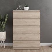 Nakou Wooden Chest Of 5 Drawers In Jackson Hickory Oak