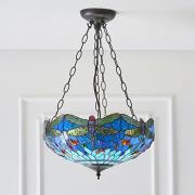 Dragonfly Blue 3 Lights Medium Inverted Pendant Light In Bronze