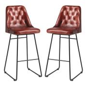 Hayton Vintage Red Genuine Leather Bar Stools In Pair