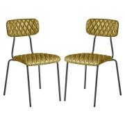 Kelso Vintage Gold Faux Leather Dining Chairs In Pair