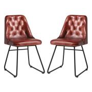 Hayton Vintage Red Genuine Leather Dining Chairs In Pair