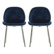 Flanaven Petrol Blue Velvet Dining Chairs In A Pair