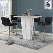 Memphis Glass White Gloss Bar Table 4 Candid Black Stools