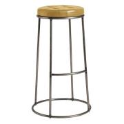 Matron Industrial Gold Faux Leather Bar Stool With Raw Frame