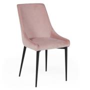 Payton Velvet Dining Chair With Metal Legs In Blush