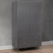 Aral Wooden Wardrobe With 2 Doors And 2 Drawers In Charcoal