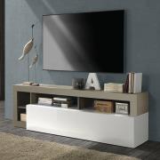 Hanmer High Gloss TV Stand With 1 Door In White And Pewter