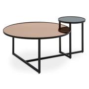 Cusco Smoked Mirror Glass Coffee Table With Black Metal Frame