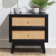 Vlore Wooden Bedside Cabinet With 2 Drawers In Black