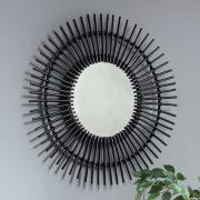 Santol Starburst Wall Mirror In Black Rattan Frame