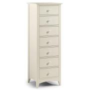Caelia Narrow Chest of Drawers In Stone White With 7 Drawers