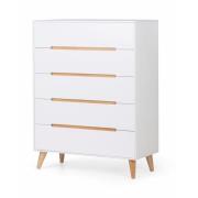 Abrina Chest Of Drawers Tall In Matt White And Oak