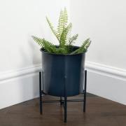 Vail Small Metal Stilts Plant Holder In Navy Blue