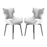 Rayong White Leather Dining Chairs With Black Legs In Pair