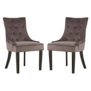 Adalinise Grey Velvet Dining Chair With Wooden Legs In A Pair