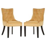 Adalinise Gold Velvet Dining Chair With Wooden Legs In A Pair