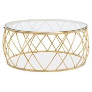 Orion Round Clear Glass Top Coffee Table With Gold Frame