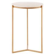 Shalom Round White Marble Top Side Table With Gold Base