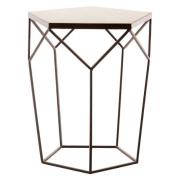 Shalom Pentagonal White Marble Top Side Table With Black Frame