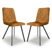 Cluj Bronze Velvet Dining Chairs With Black Legs In Pair