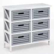 Varmora Wooden Chest Of 6 Drawers In White And Grey