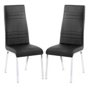 Dora Black Faux Leather Dining Chairs With Chrome Legs In Pair