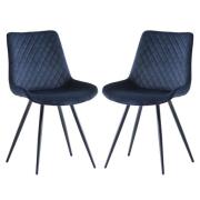 Maija Deep Blue Velvet Dining Chairs With Black Legs In Pair