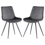 Maija Graphite Velvet Dining Chairs With Black Legs In Pair