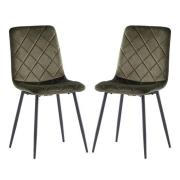 Basia Juniper Green Velvet Fabric Dining Chairs In Pair