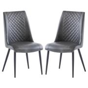 Adora Grey Faux Leather Dining Chairs In Pair