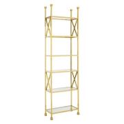 Fafnir Cross Design Clear Glass Bookshelf With Gold Frame