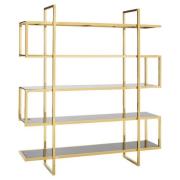 Fafnir Maze Design Black Glass Bookshelf With Gold Frame