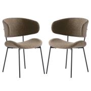 Wera Olive Green Fabric Dining Chairs With Black Legs In Pair