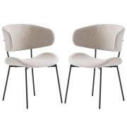 Wera Linen Fabric Dining Chairs With Black Legs In Pair