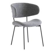 Wera Fabric Dining Chair In Dark Grey With Black Legs