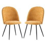 Raisa Yellow Fabric Dining Chairs With Black Legs In Pair