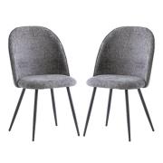 Raisa Graphite Fabric Dining Chairs With Black Legs In Pair