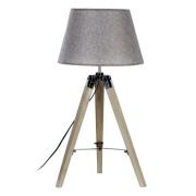 Tuscany Grey Fabric Shade Table Lamp With Wooden Tripod Base