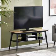 Farica Wooden TV Stand With Shelves In Walnut And Black