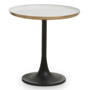 Cordue White Enamel top Side Table With Black Metal Base