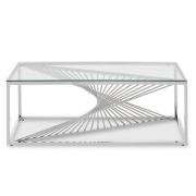 Amelia Clear Glass Coffee Table With Silver Metal Base