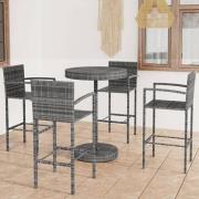 Aimee Outdoor Poly Rattan Bar Table With 4 Stools In Grey