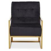 Hanna Velvet Lounge Chair With Gold Frame In Black