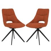 Balta Rust Fabric Dining Chairs With Black Metal Legs In Pair