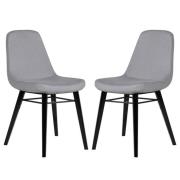 Jecca Grey Fabric Dining Chairs With Black Legs In Pair